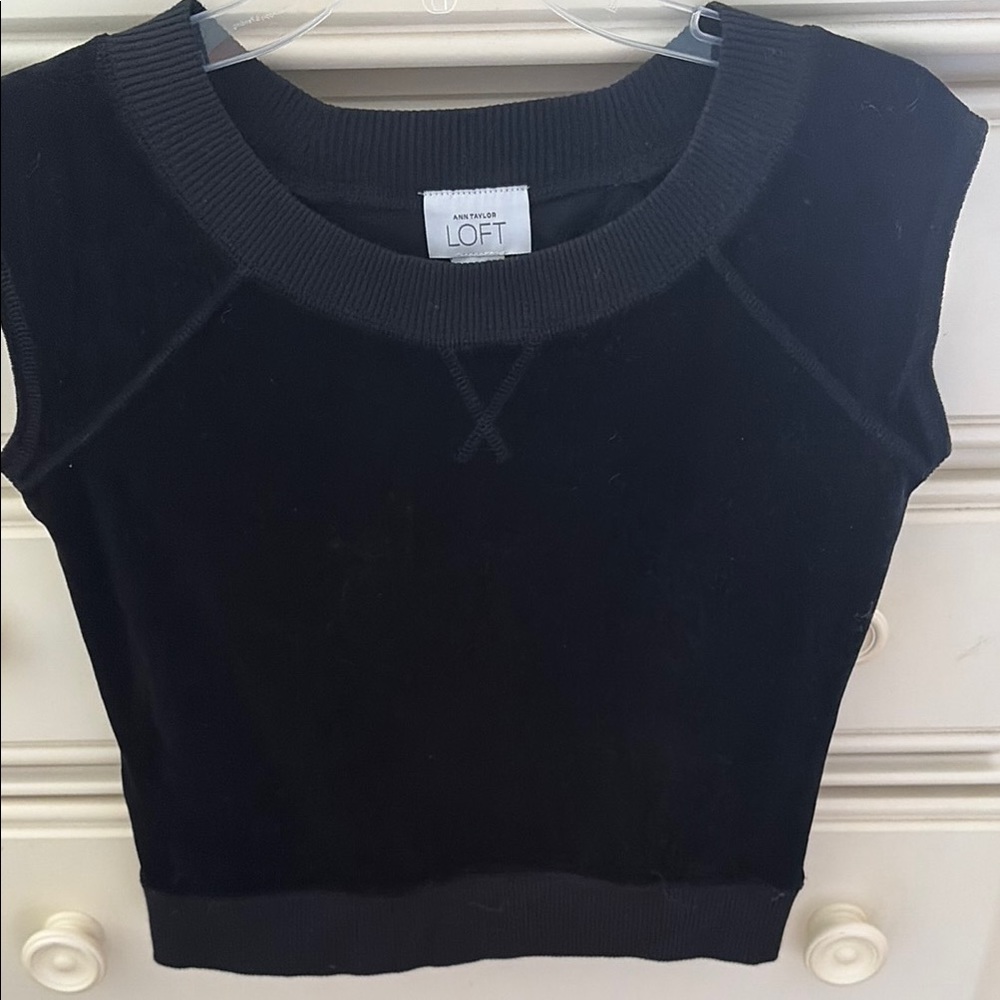 LOFT Black Sleeveless velvet vest or Top XS
